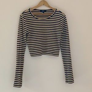 Forever 21 Stripe Long Sweater Crop Size L